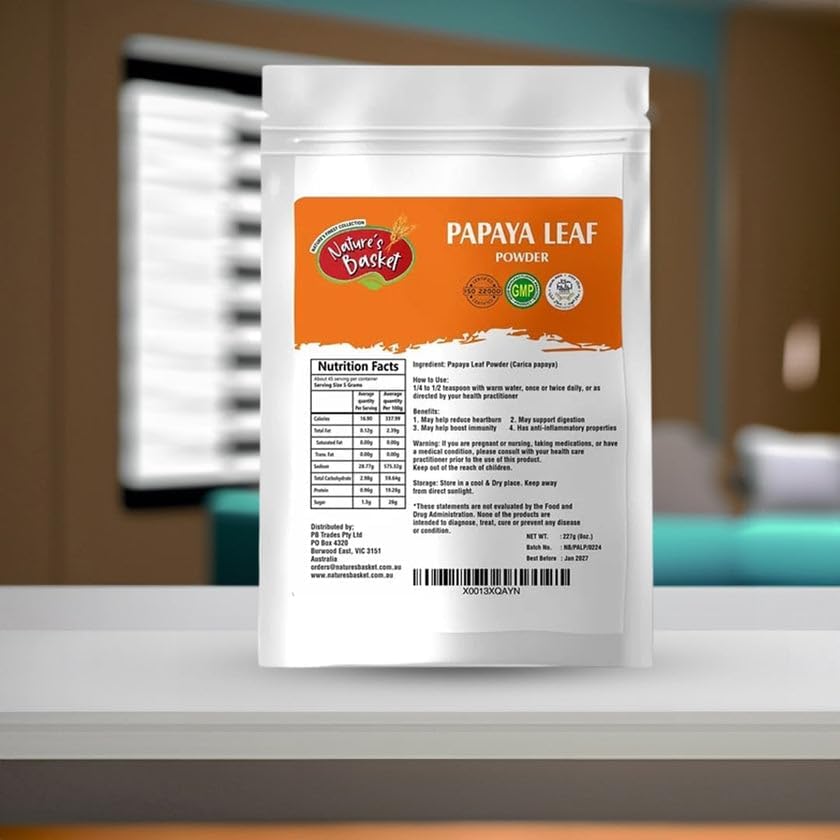 Nature's Basket Papaya Leaf (Carica papaya) Powder - 227 Gra