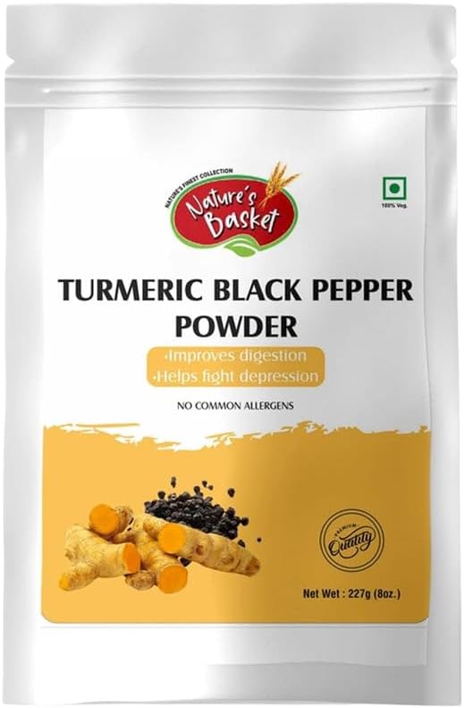 Nature's Basket Turmeric (Curcuma Longa) Black Pepper (Piper Nigrum) Powder - 227 Grams