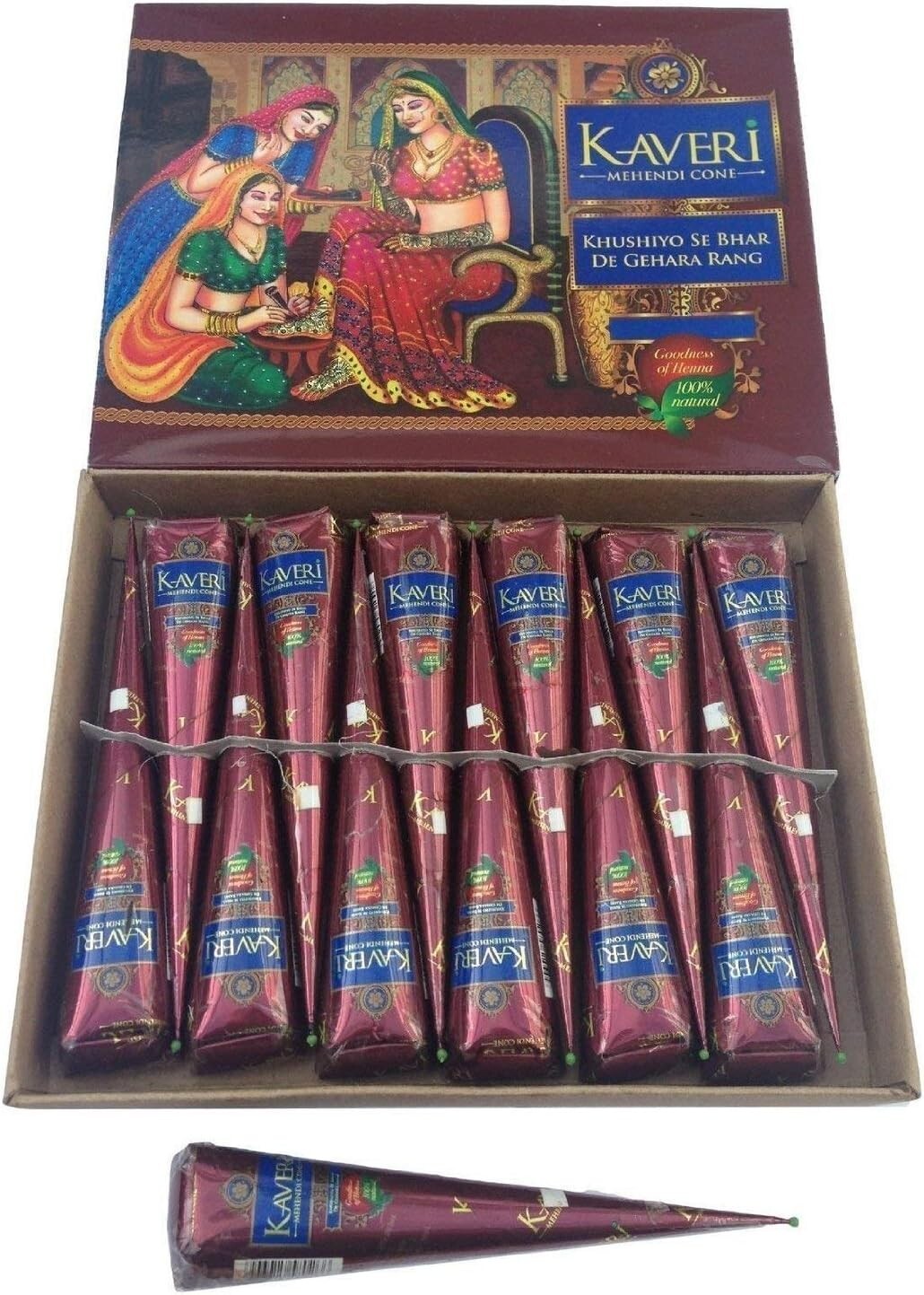 12 x Kaveri Dark Brown Mehndi All Natural Body Art Organic Temporary Tattoo…