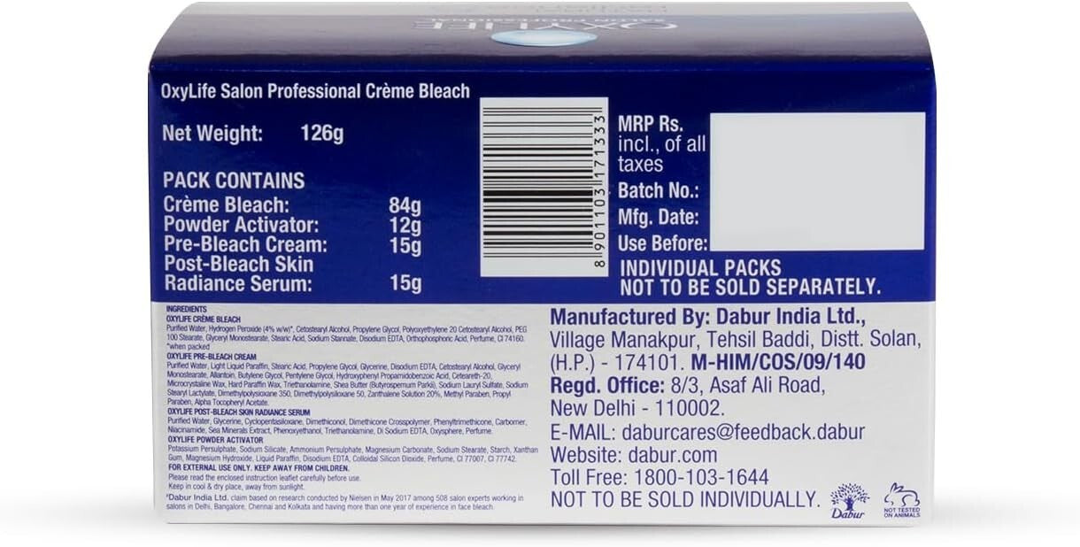 Oxylife Natural Radiance 5 Creme Bleach, 126g  Free Shipping