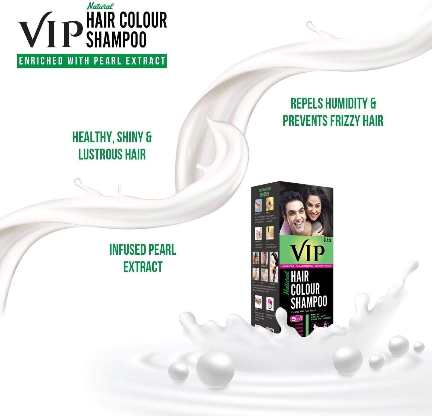 VIP BLACK Hair Colour Shampoo  180ML - Free Shipping