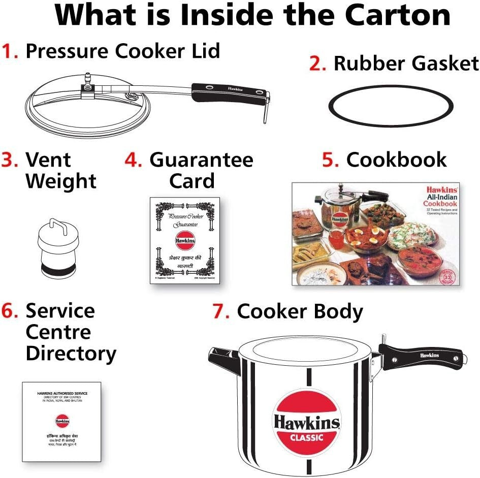 Hawkins Classic Pressure Cooker Wide, 10 Litre Capacity, Silver  Free Shipping