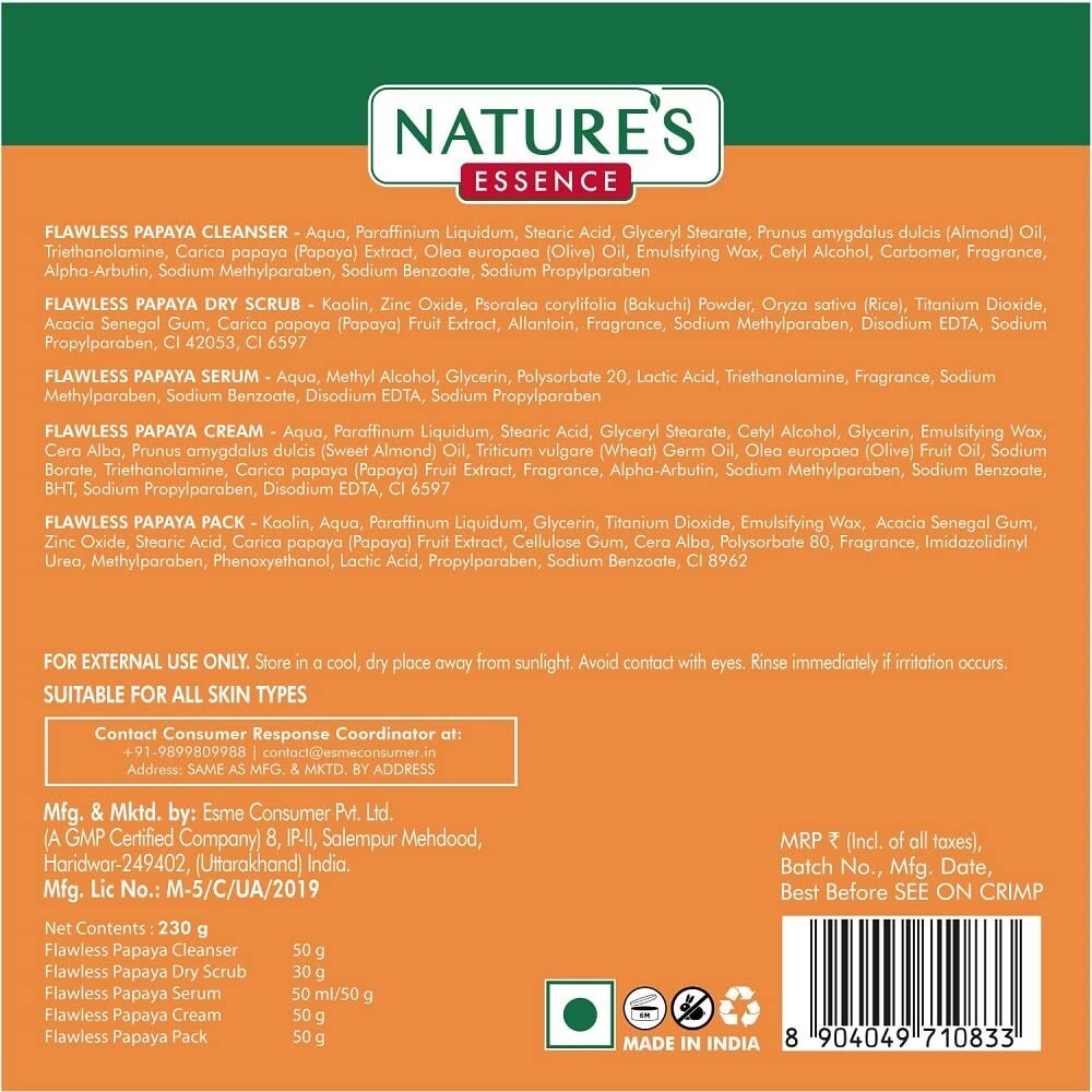 Nature's Essence Advanced Flawless Papaya Facial Kit  Free Shipping