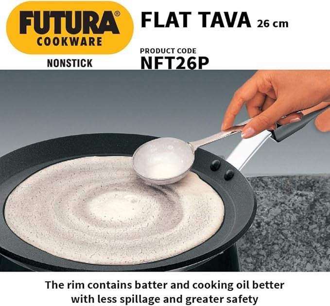 Hawkins Futura Non-Stick Flat Tava with Plastic Handle, 26 cm Diameter FREE SHIP