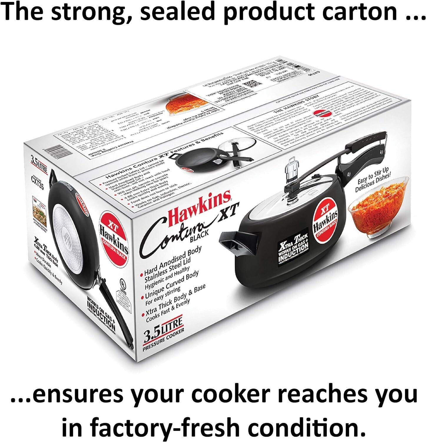 Hawkins Contura XT Pressure Cooker, 3 Liter Capacity, Black v