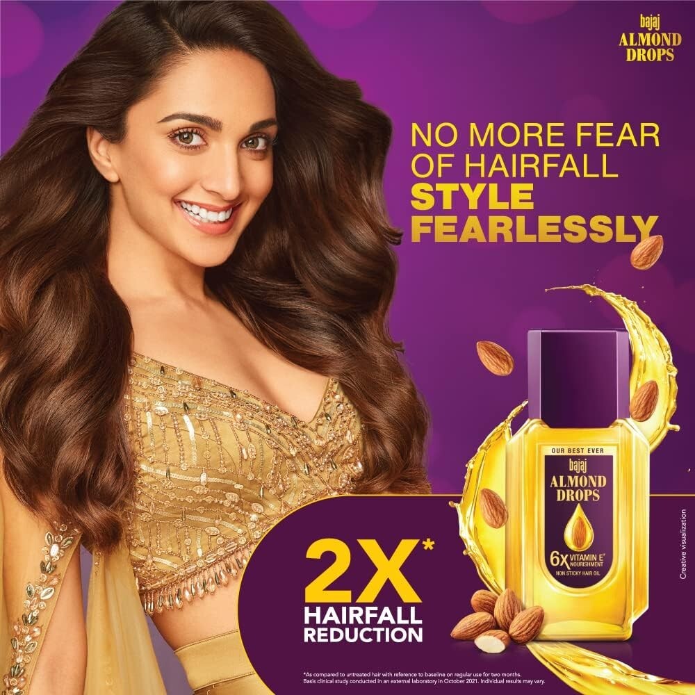 Bajaj Almond Drops Hair Oil, Transparent, 200 ml  Free Shipping