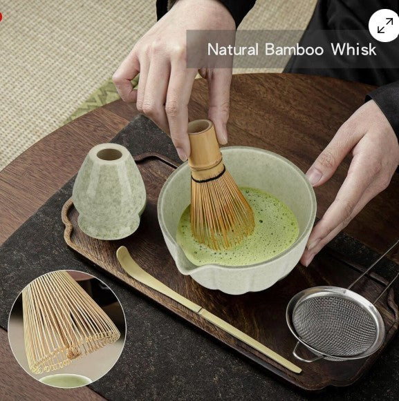 Bamboo Matcha Whisk Set Chasen Chashaku Matcha Whisk for Japanese Tea Ceremony
