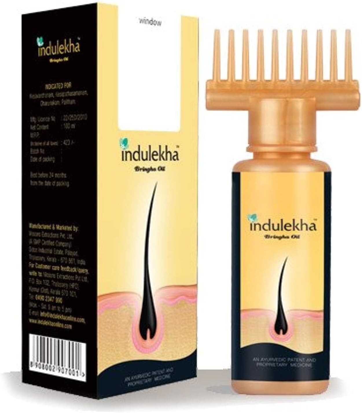 Indulekha Bringha Hair Oil Selfie Bottle 100ml (5 Pack)  Free Shipping