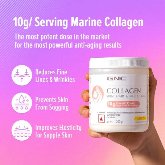 GNC Marine Collagen Powder Reduces Fine Lines & Wrinkles For Youthful Skin 200g 