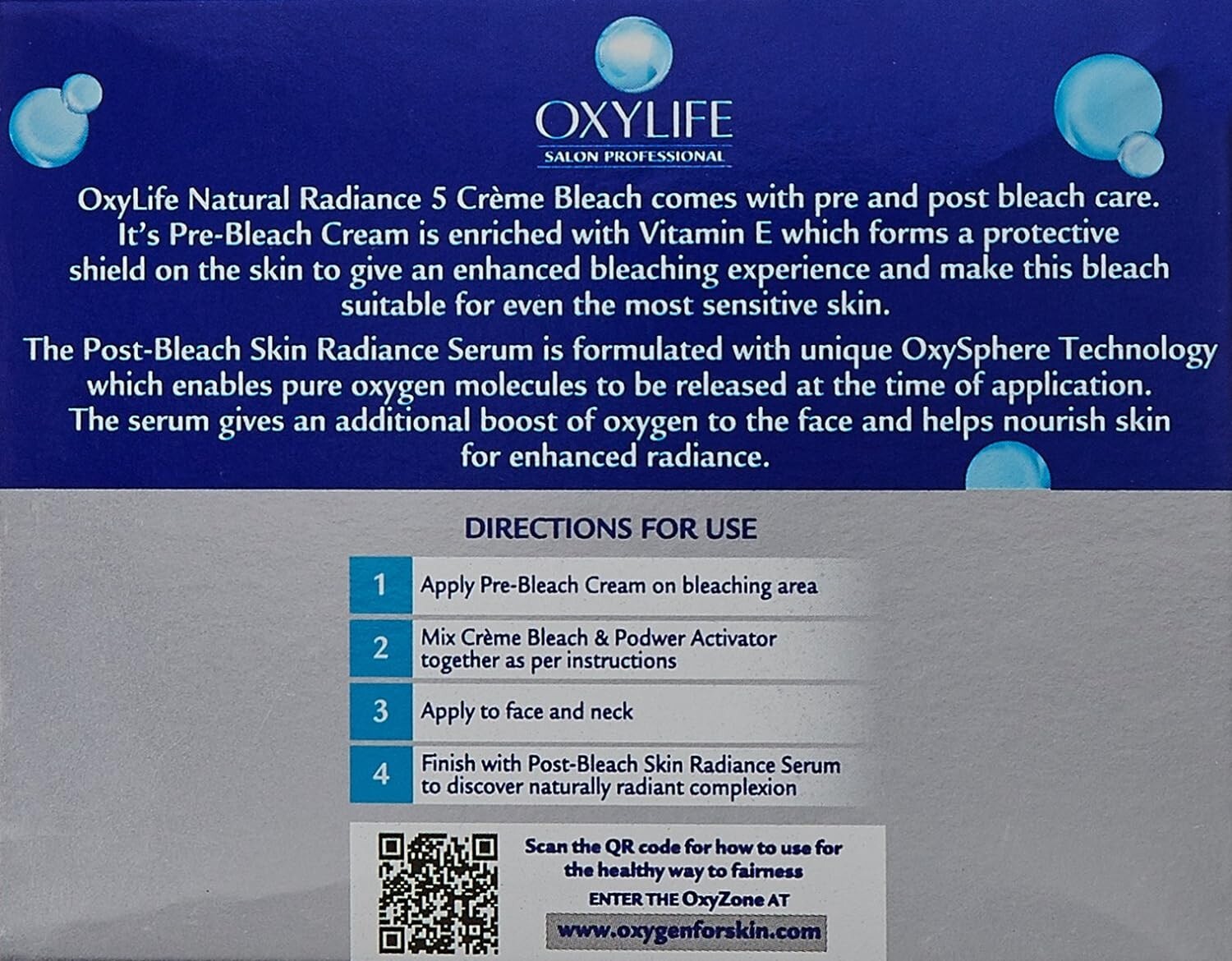 Oxylife Natural Radiance 5 Creme Bleach, 126g  Free Shipping
