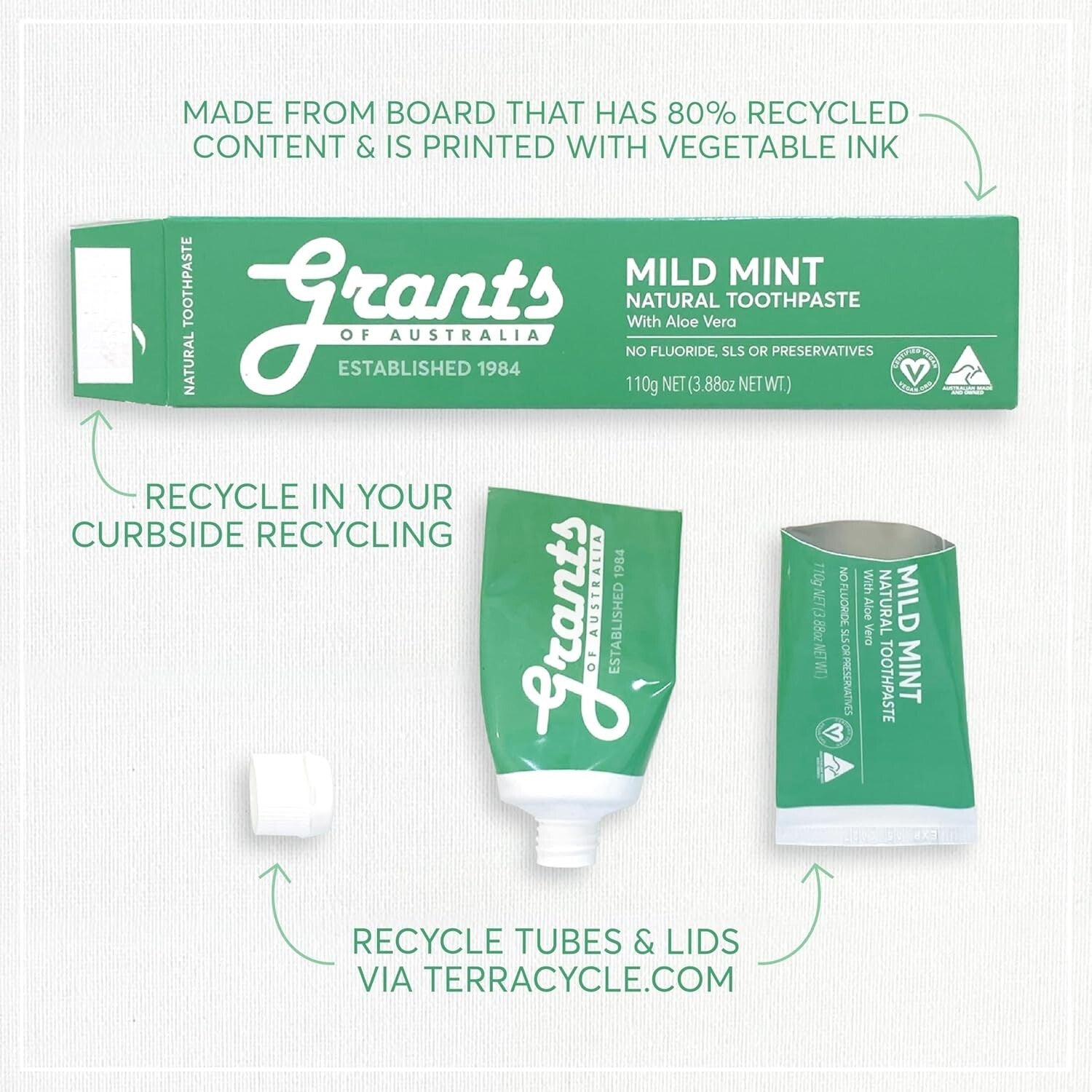 Grants Mild Mint Toothpaste, 110 g  Free Shipping