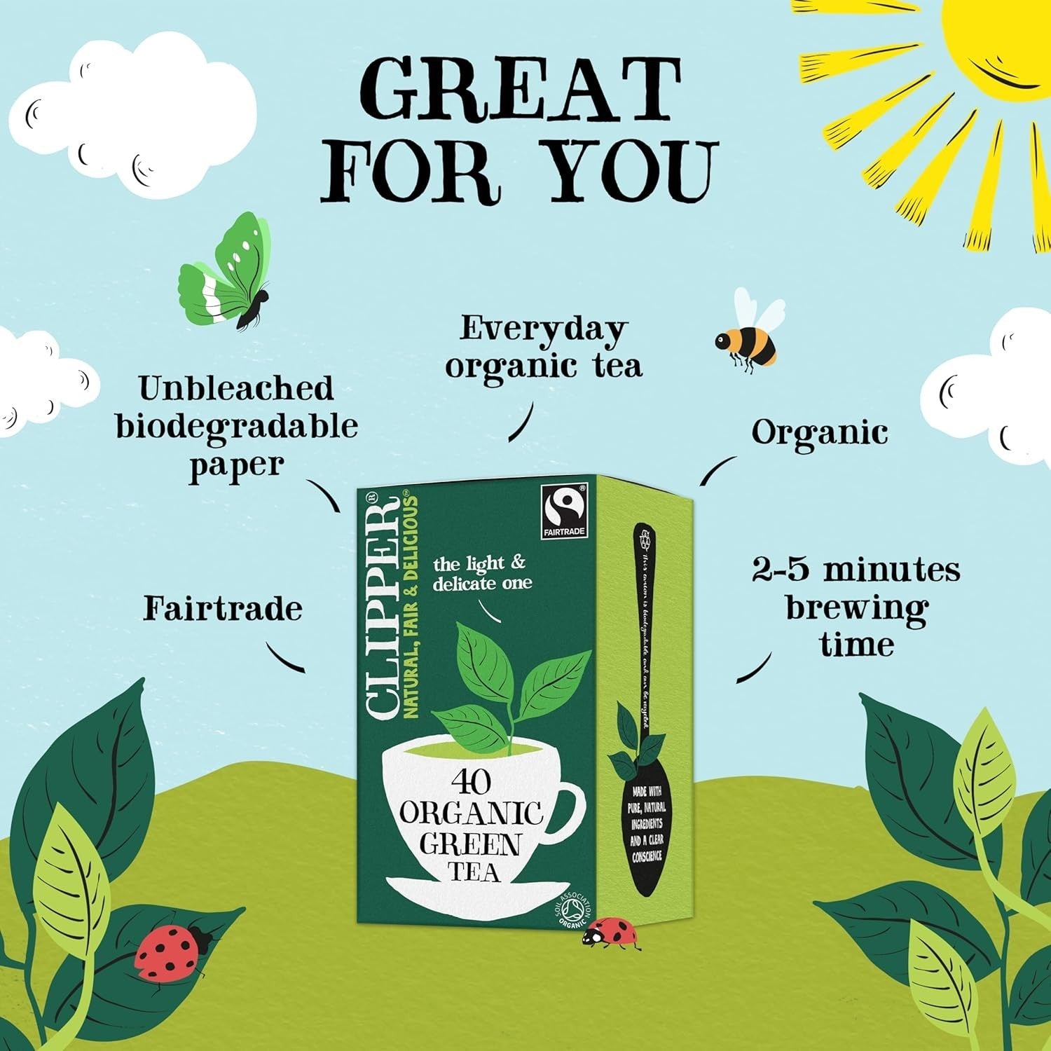Clipper Organic Pure Green Tea 20 Tea Bags - FREE SHIPPING