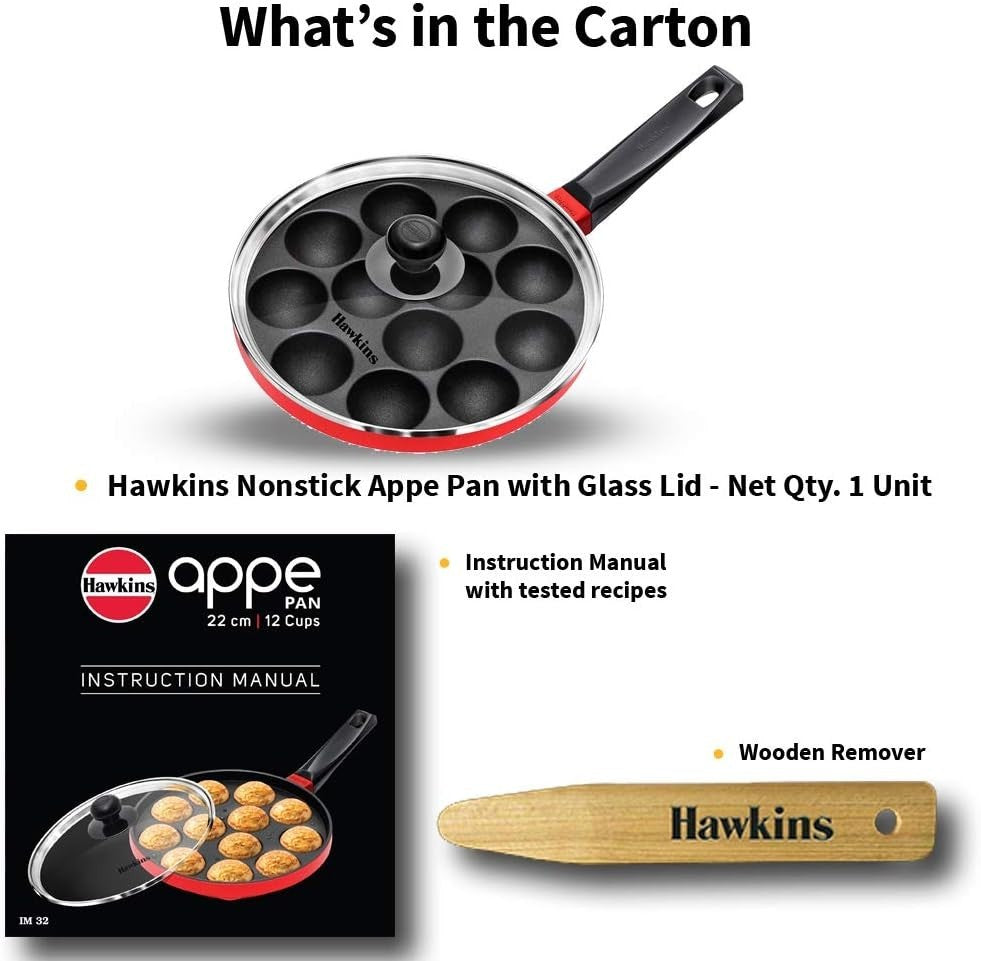 Futura Non Stick Appe Pan with Glass Lid, 22 Cm Size FREE SHIPPING