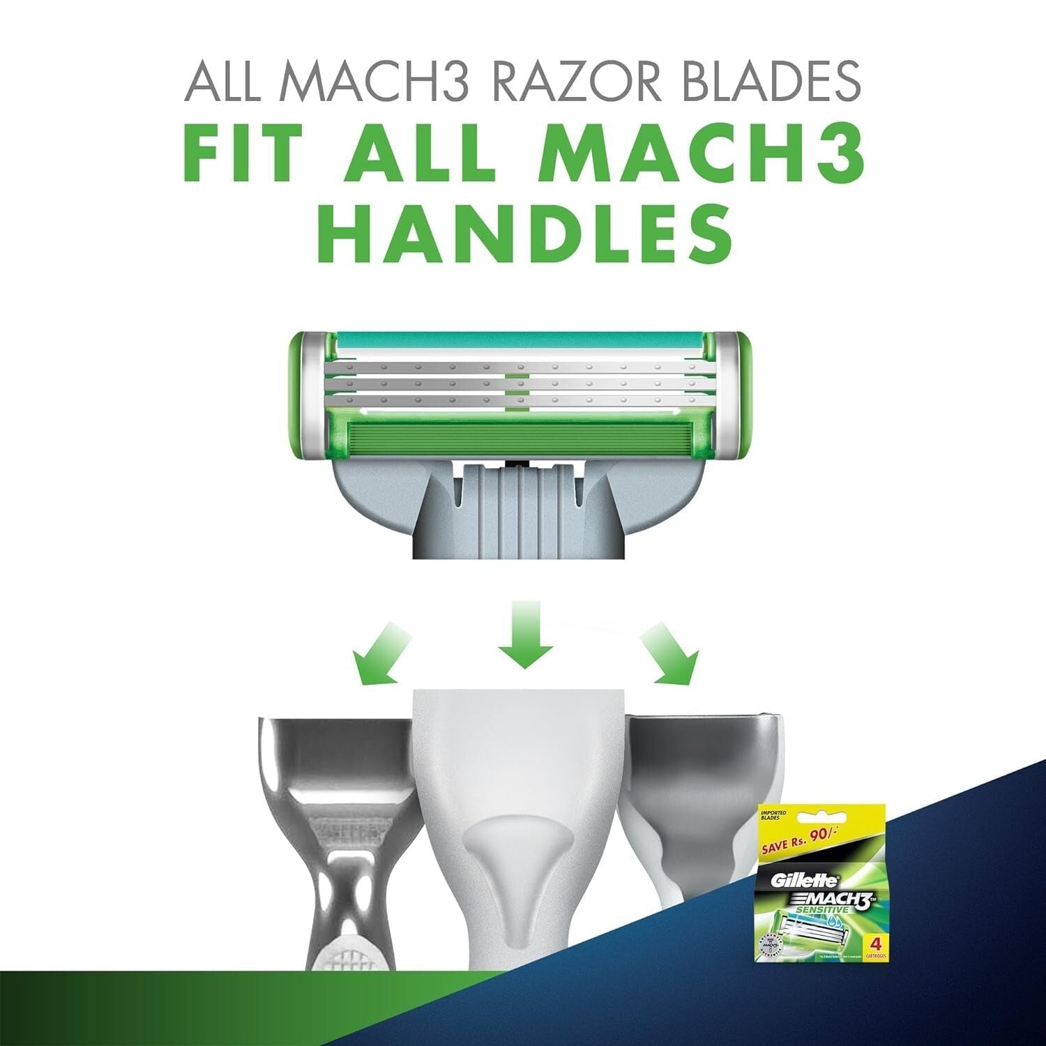 Gillette Mach 3 Sensitive Men's Razor Blade Refill - 4 Pack  Free Shipping