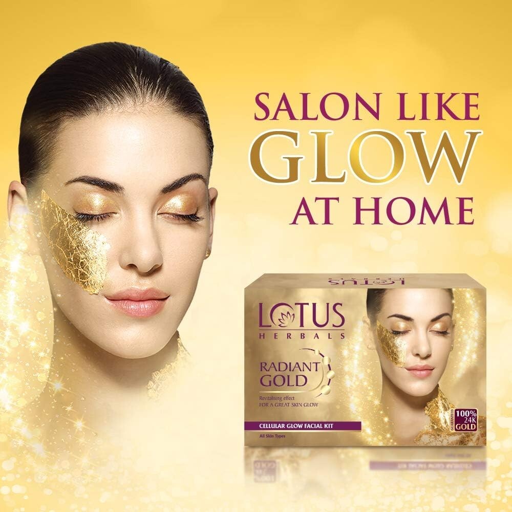 Lotus Herbal Radiant Gold Cellular Glow Facial Kit  Free Shipping