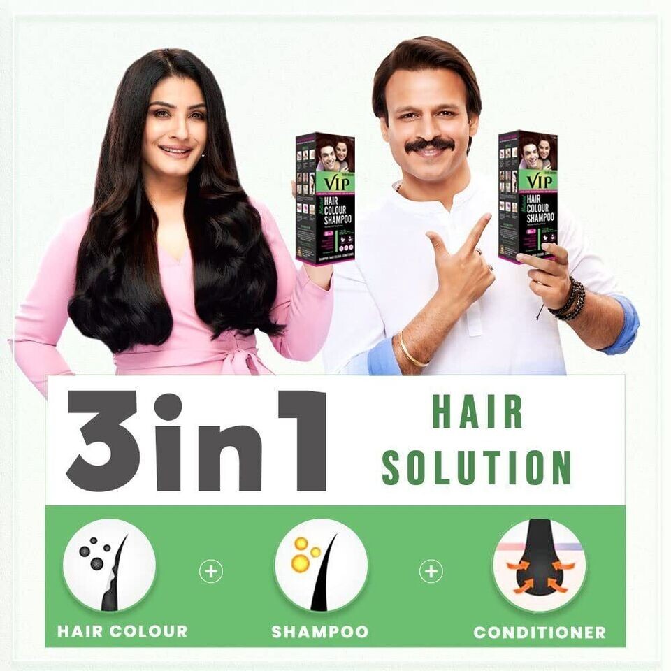VIP HAIR COLOUR SHAMPOO | Dark Brown | For Men & Women - 180ml  Free Shipping