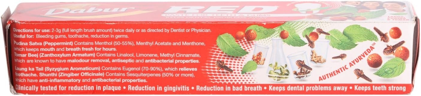 Dabur Toothpaste - Red for Teeth and Gums, 200g Pack  Free Shipping
