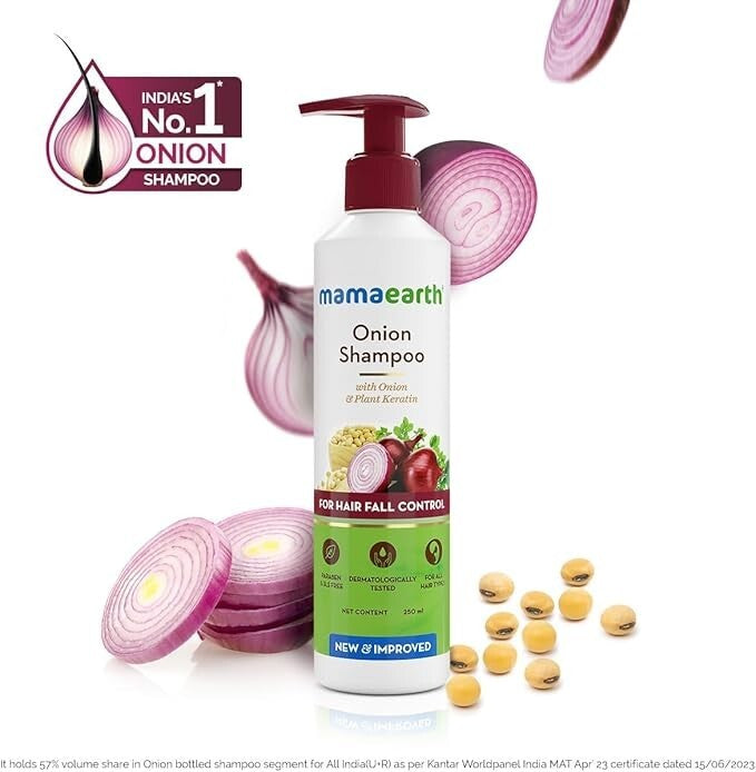 Mamaearth Onion Shampoo with onion & Plant keratin 250ml / For Hair fall control