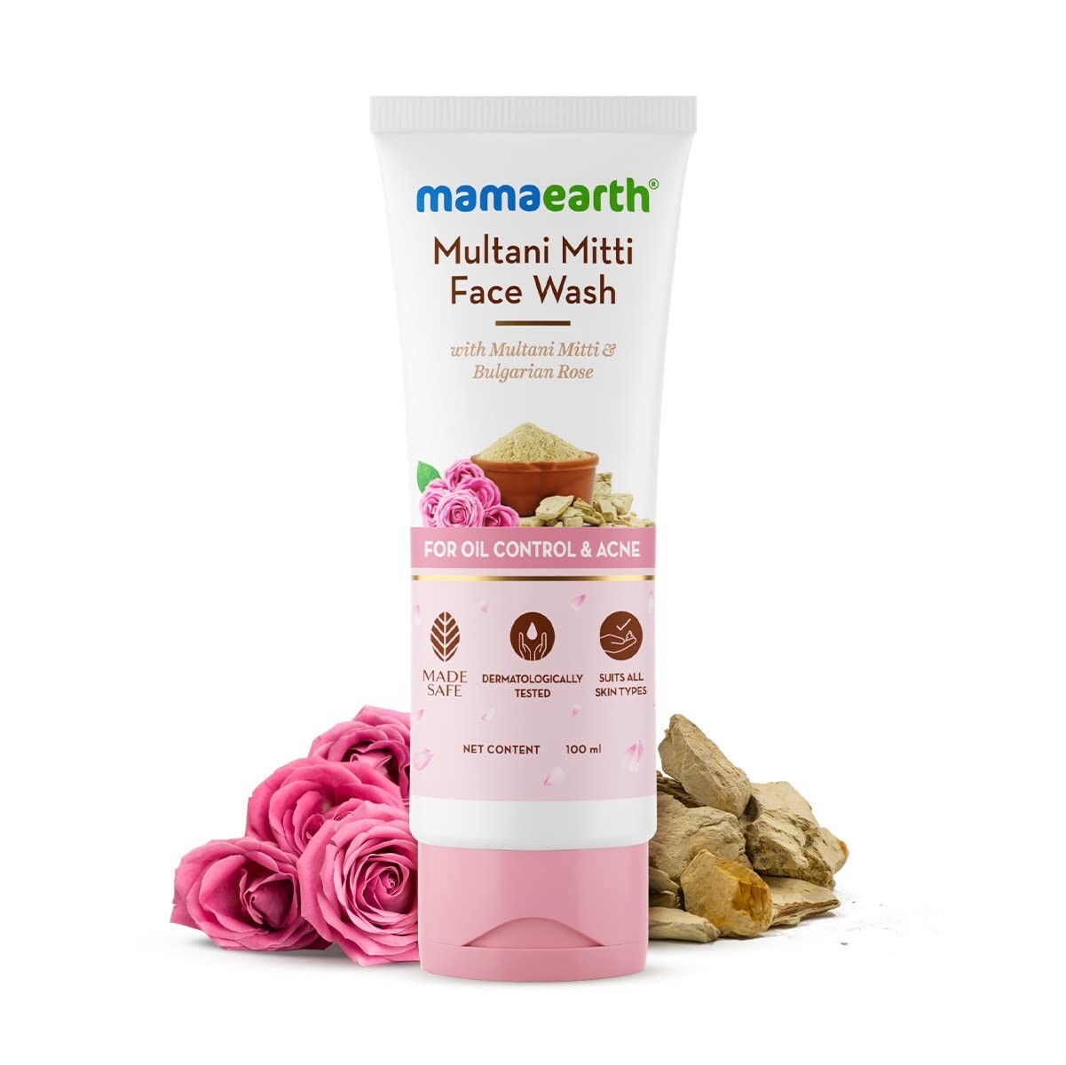 Mamaearth Multani Mitti Face Wash with Multani Mitti & Bulgarian Rose Oil 100 ml
