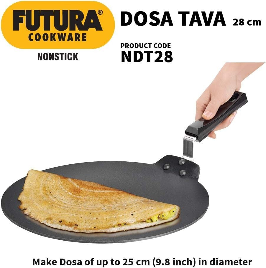 Hawkins Futura Non-Stick Flat Dosa Tava Griddle, 11-Inch,Black Size Name:11-Inch
