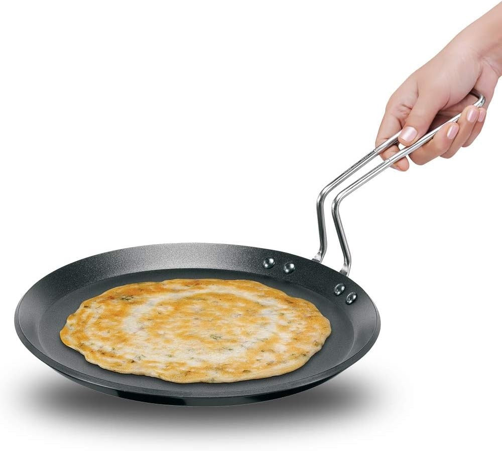 Hawkins FUTURA IQ45 Non-Stick Induction Compatible Flat Tava Griddle, 10-inch Bl