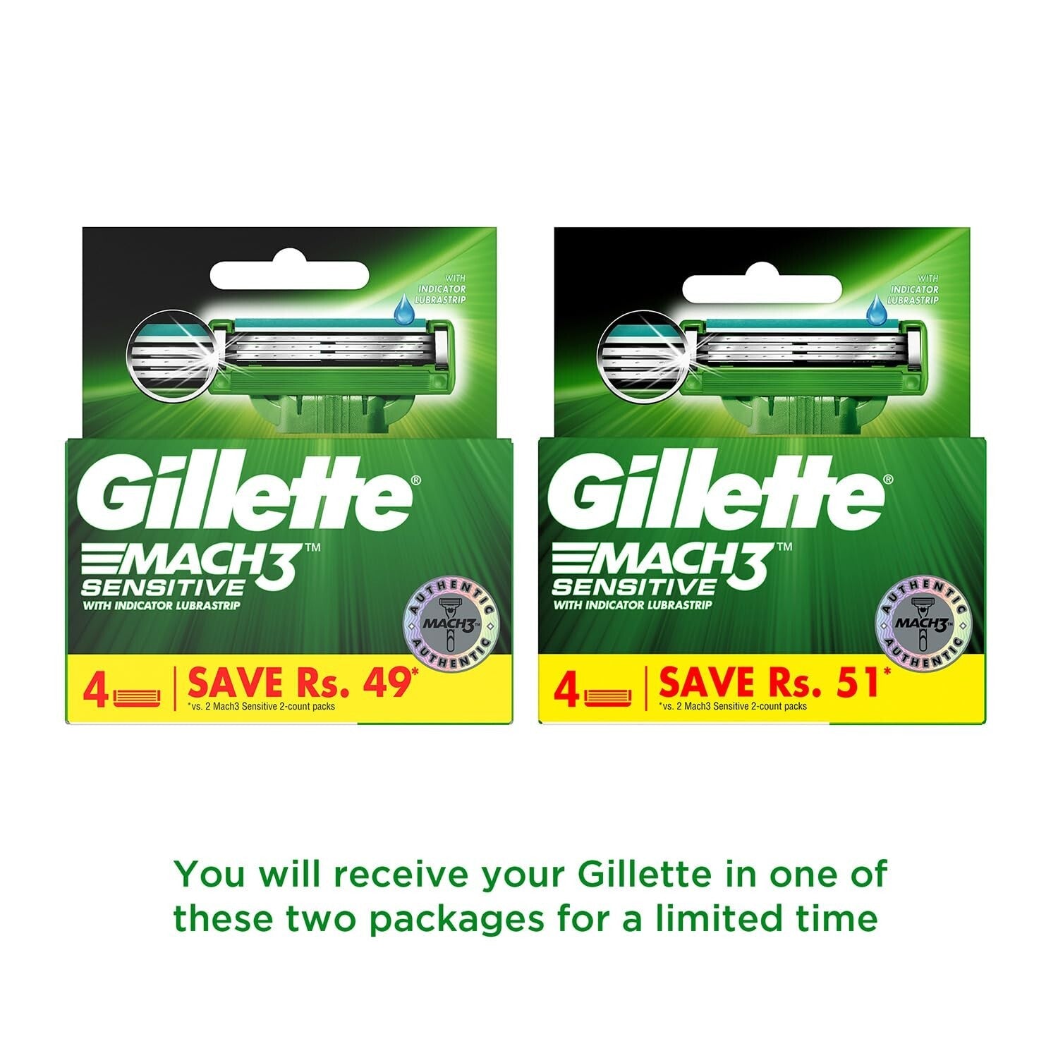 Gillette Mach 3 Sensitive Men's Razor Blade Refill - 4 Pack  Free Shipping