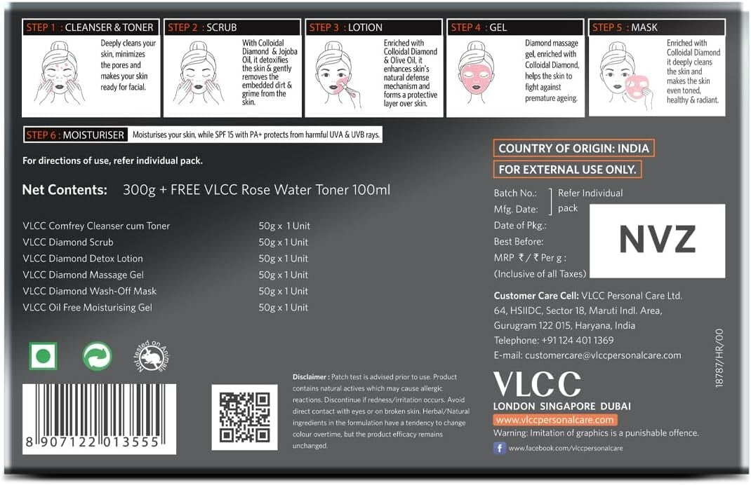 Vlcc Professional Saloon Series Diamond Polishing Facial Kit  Free Shipping
