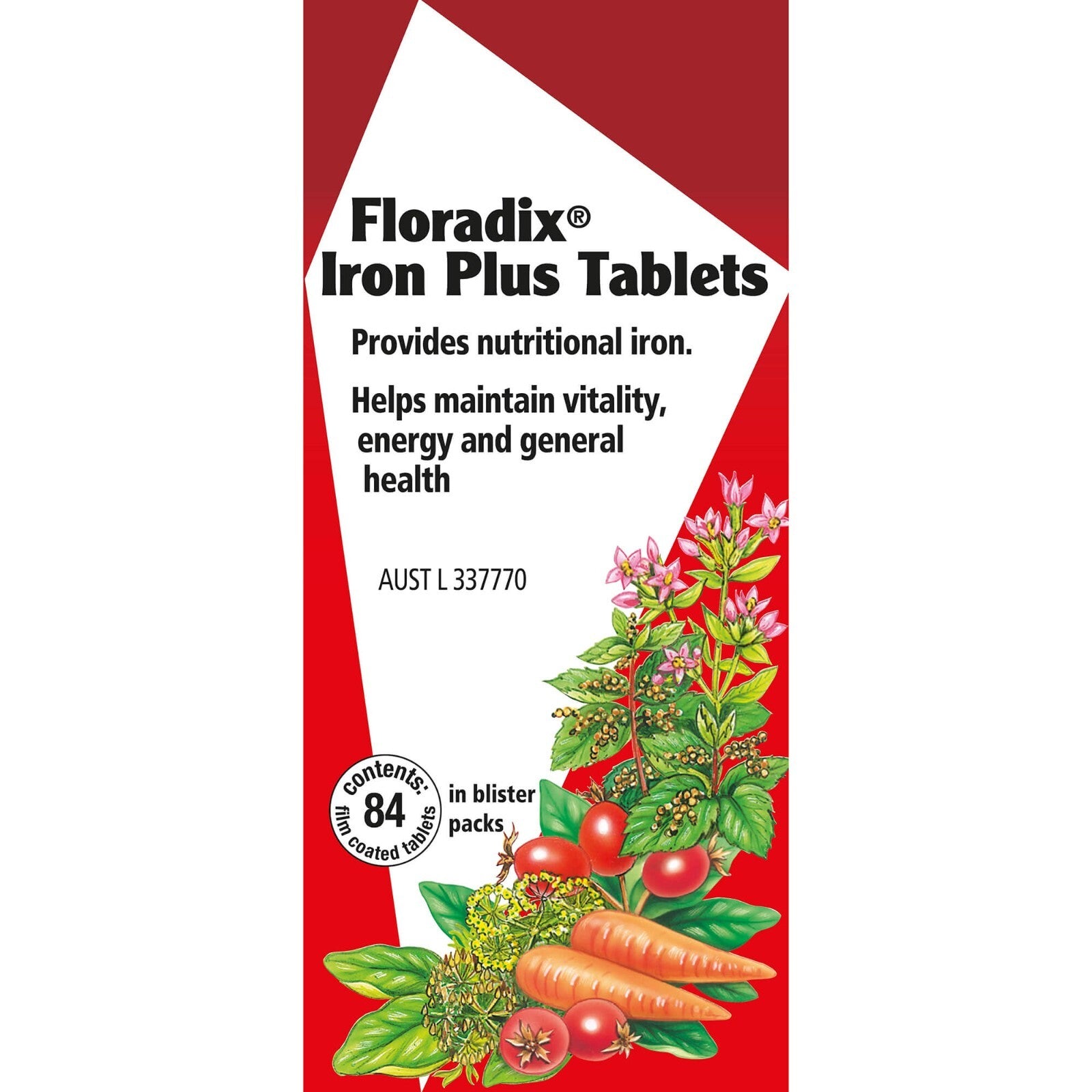 Floradix Iron Plus 84 Tablets Herbal Supplements - FREE SHIPPING