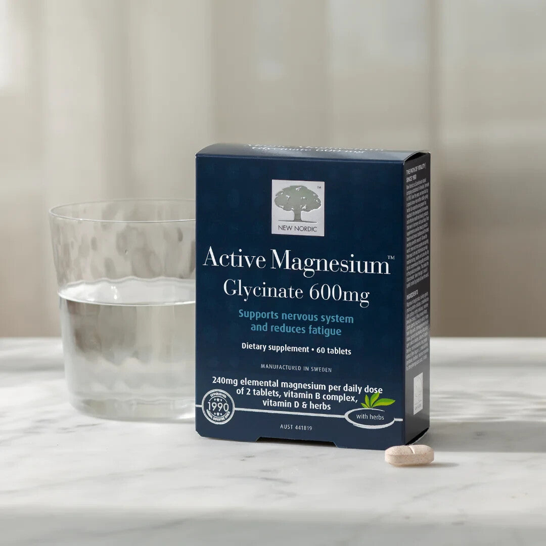 New Nordic Active Magnesium Glycinate 600Mg 60 Tablets - Supports Nervous System