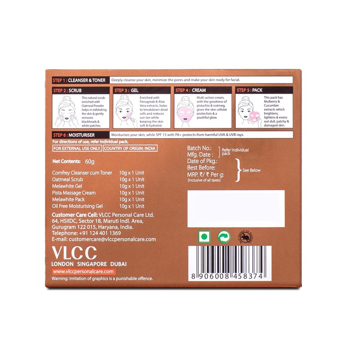 VLCC Anti Tan Facial Kit - 60g X 2 (Pack of 2) | Power of 25 Vital Ingredients