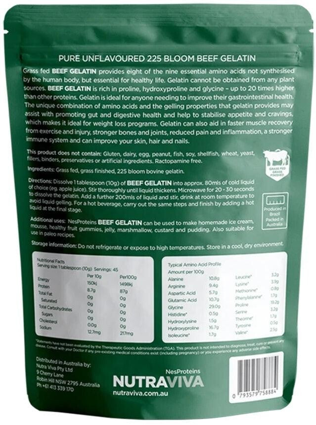 Nutraviva Gelatin Grass Fed 450g  Free Shipping