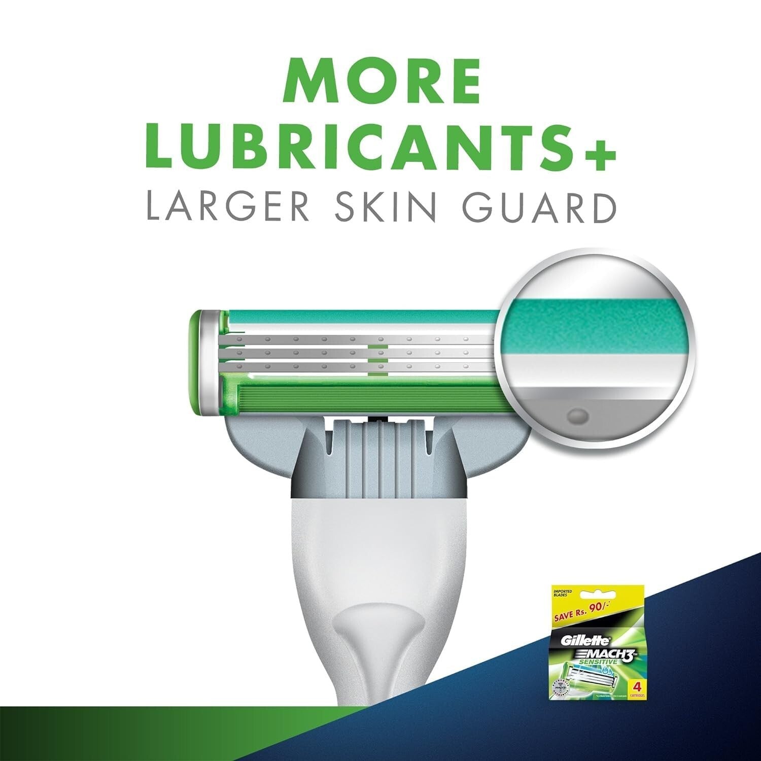 Gillette Mach 3 Sensitive Men's Razor Blade Refill - 4 Pack  Free Shipping