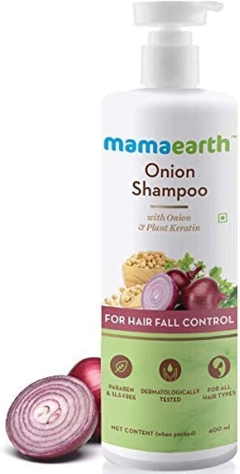 Mamaearth Onion Shampoo Hair Growth Hair Fall Control Oil Plant Keratin 400ml
