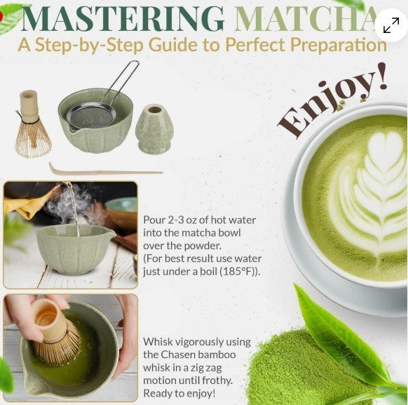 Bamboo Matcha Whisk Set Chasen Chashaku Matcha Whisk for Japanese Tea Ceremony