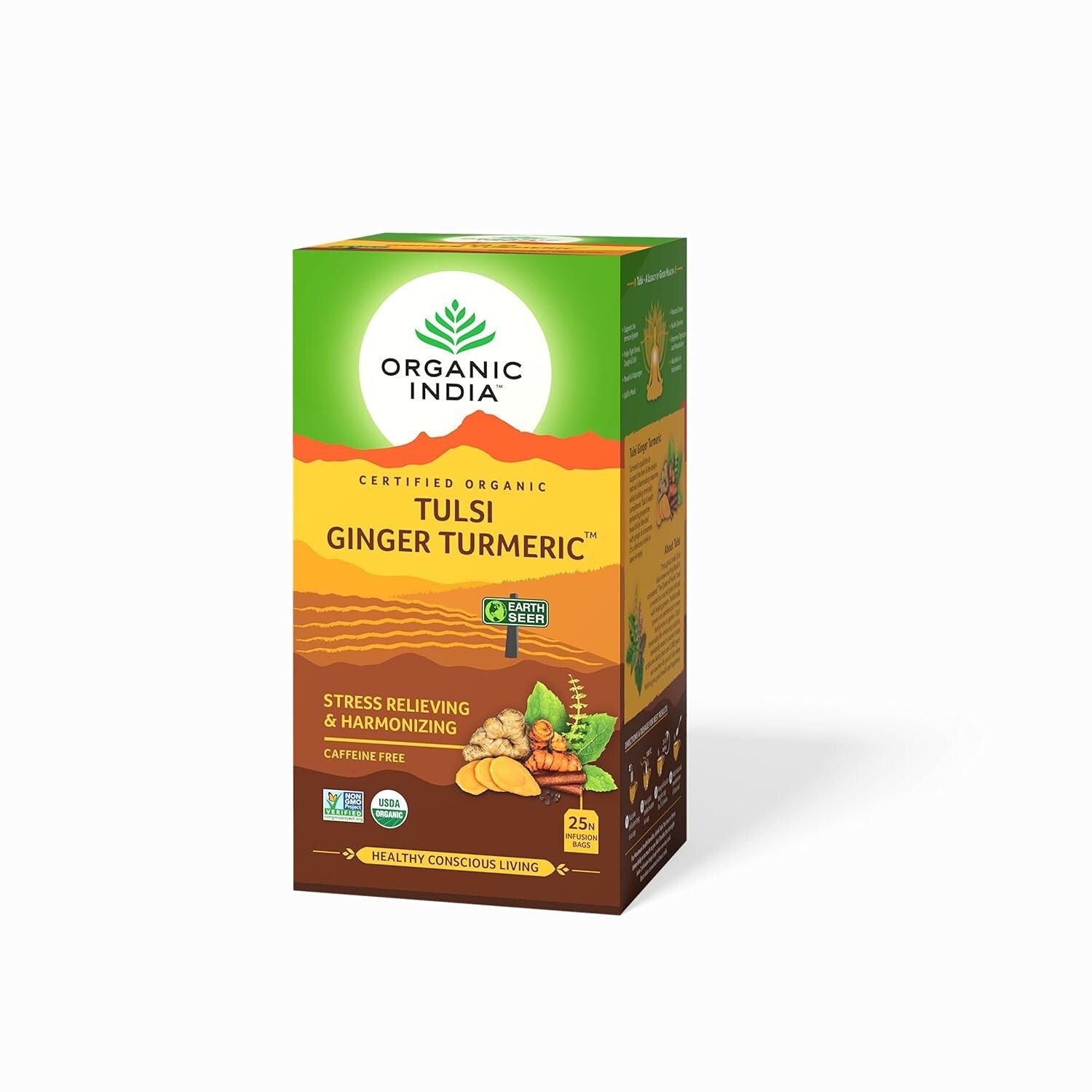 Organic India Tulsi Tea's - 25 Tea Bags (Tulsi Ginger Turmeric)  Free Shipping