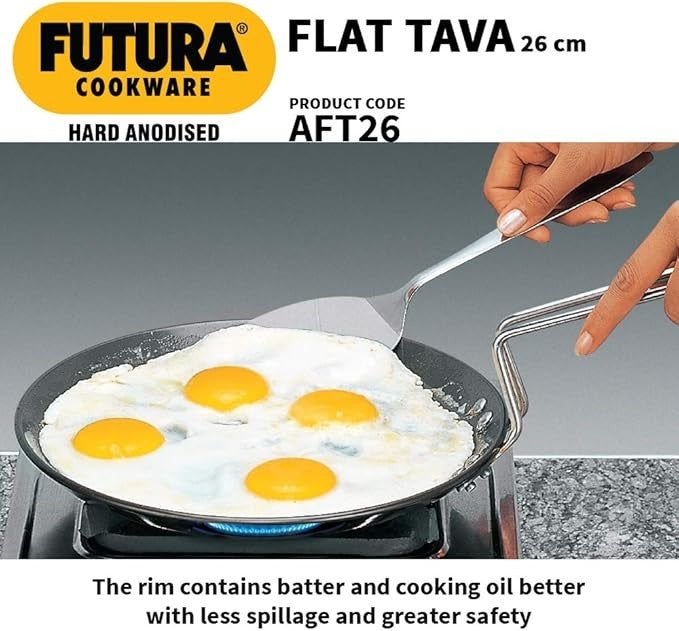 Hawkins Futura Hard Anodised Flat Tava, 26 cm Diameter - FREE SHIPPING
