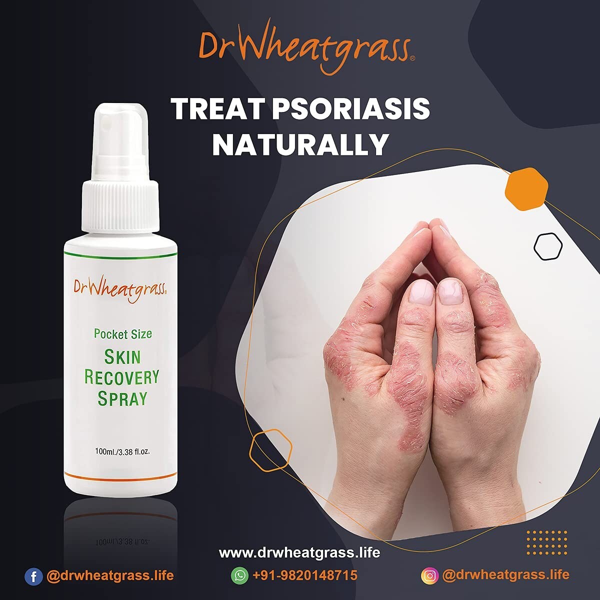 Dr Wheatgrass Skin Recovery Spray - 175ml  Free Shipping