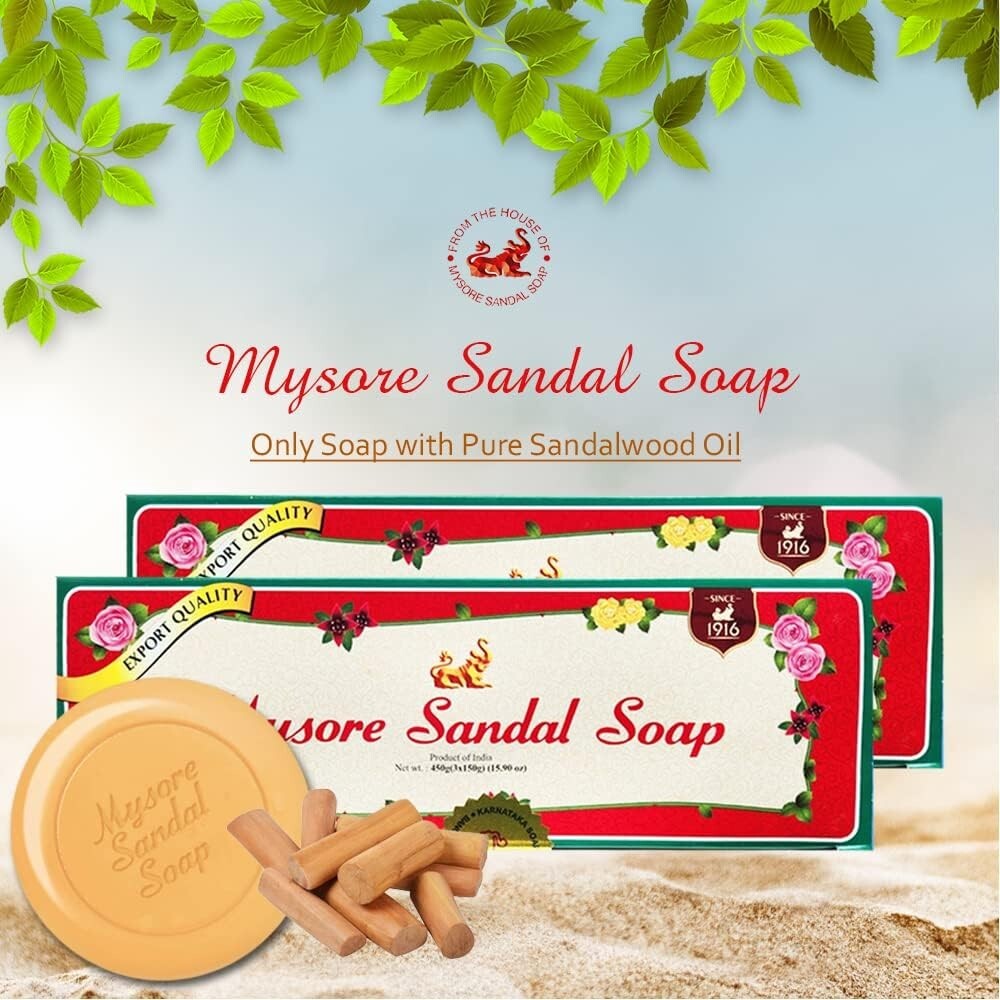 Mysore Sandalwood Soap 150G Double Size (Pack of 6)  Free Shipping