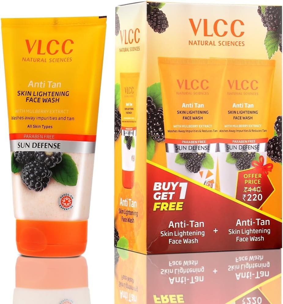 VLCC Anti Tan Skin Lightening Face Wash Combo Pack of 2 (150 ml*2)  Free Shippin