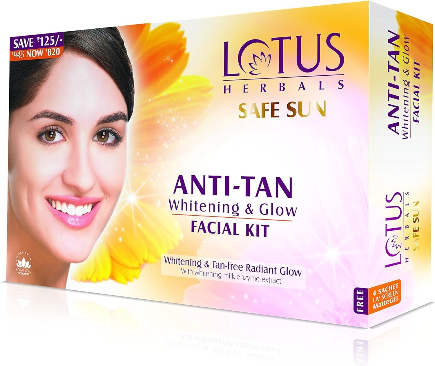 Lotus Safe Sun Anti Tan Whitening and Glow 4 in 1 Facial Kit… Free Shipping
