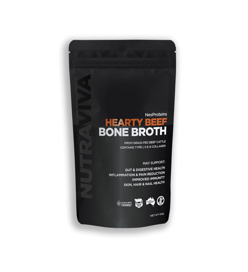 Nutraviva Hearty Beef Bone Broth Powders 100g Free shipping