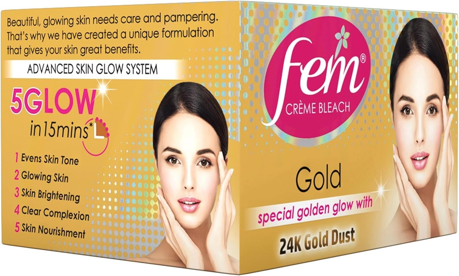 Fem Fairness Naturals Skin Bleach, Gold, 64 g  Free Shipping