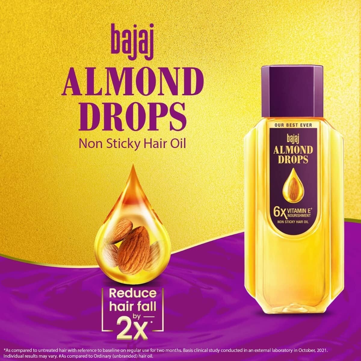 Bajaj Almond drops Non sticky hair oil -500ml, With vitamin - E  Free Shipping