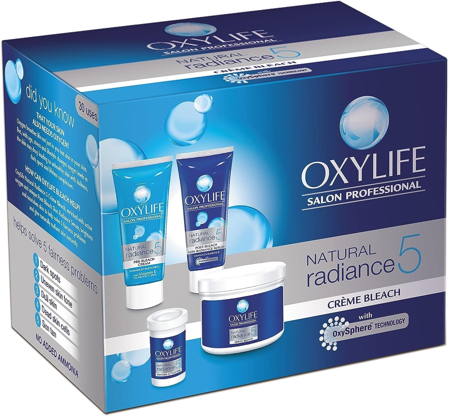 Oxylife Natural Radiance 5 Creme Bleach, 126g  Free Shipping