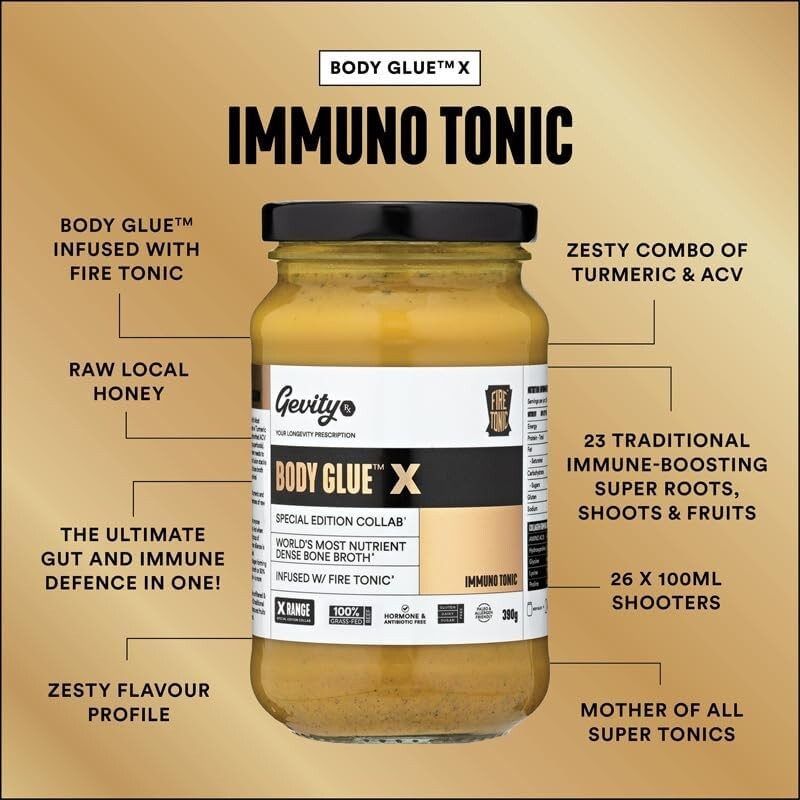Gevity Rx Bone Broth Body Glue X Immuno Tonic G/F 390 G  Free Shipping