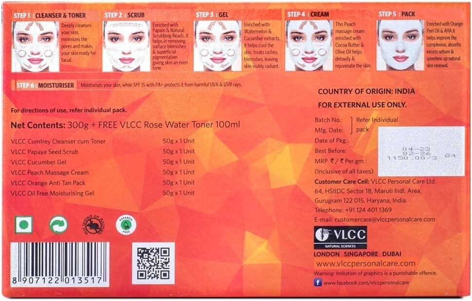 Papaya Premium Facial Kit with FREE Rose Water Toner  Free Shipping