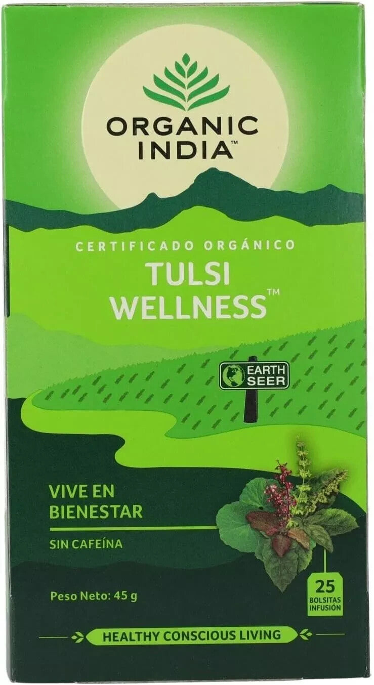 Organic India Wellness Tulsi Tea 25 Teabags - Pack of 5  Free Shipping