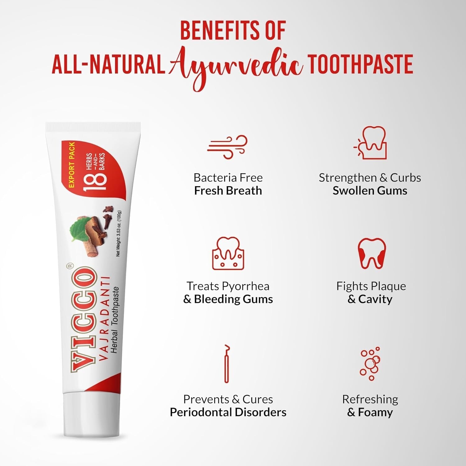VICCO VAJRADANTI AYURVEDIC HERBAL TOOTHPASTE 200g (Pack of 4)  Free Shipping