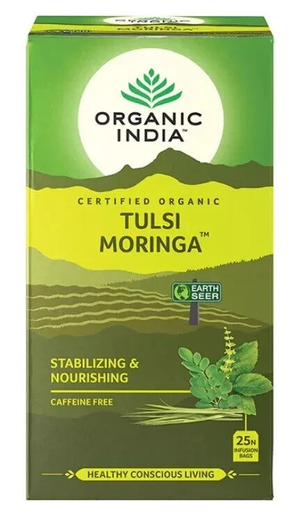 ORGANIC INDIA TULSI MORINGA 25 TEABAGS - Pack of 5  Free Shipping