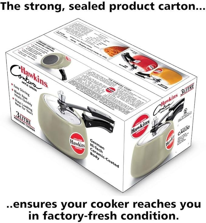 Hawkins Ceramic CAG30 Pressure Cooker, 3 L, Apple Green